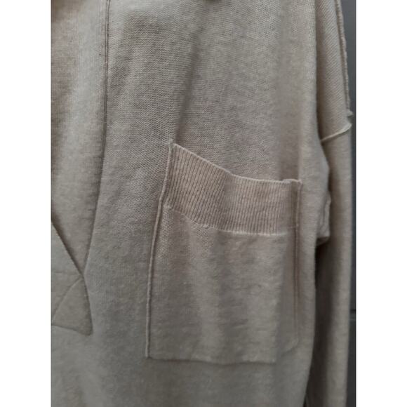 FREE PEOPLE Dana Cashmere Wool Luxe Ivory Beige Slit Polo Midi Sweater Dress XS - Picture 9 of 16